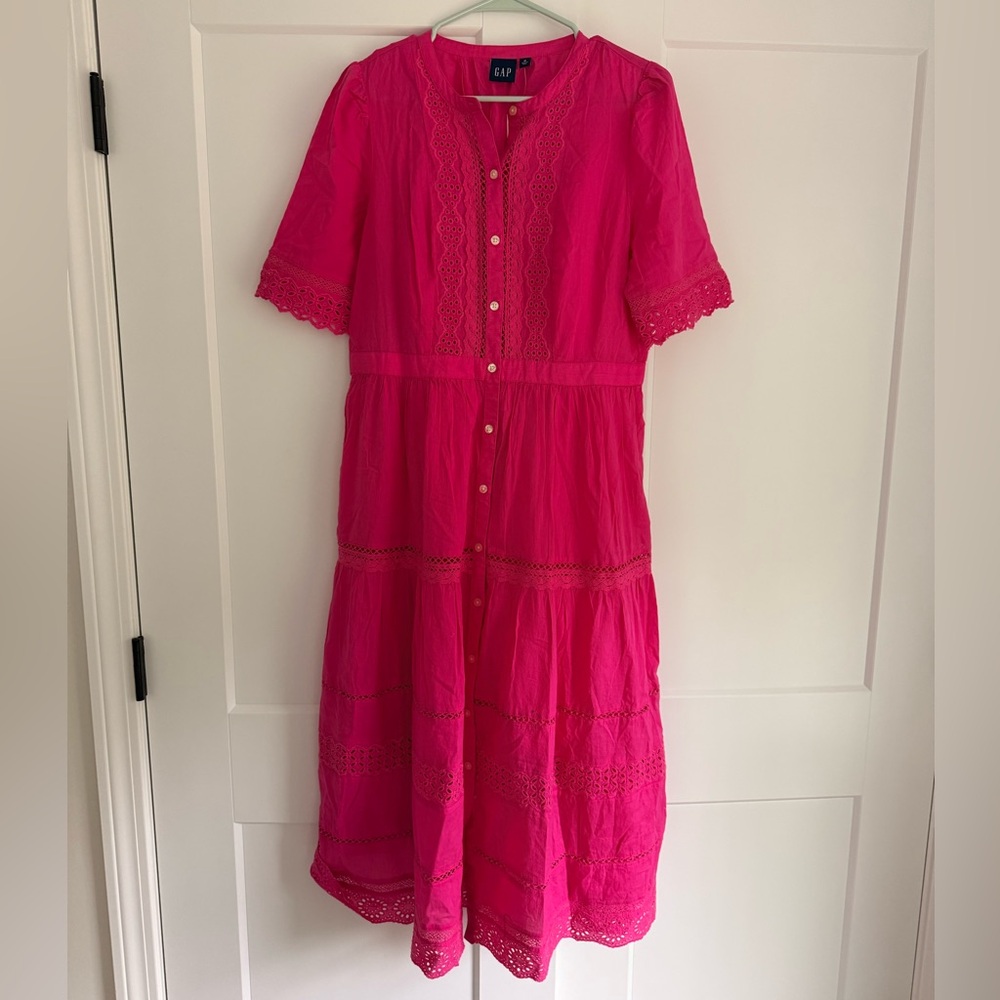 NWT GAP Women's Vibrant Pink Midi Dress